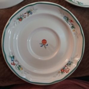 3 Country Christmas Stoneware Saucers